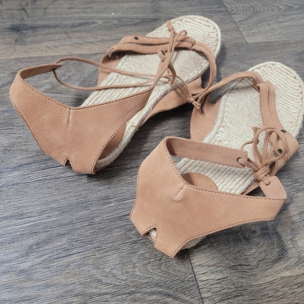 Vialis leather flat espadrile sandals size 38 gladiator - Picture 4 of 5